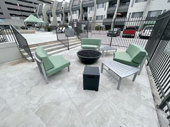 Rooftop sitting area at Augusta Court Apartments, Houston